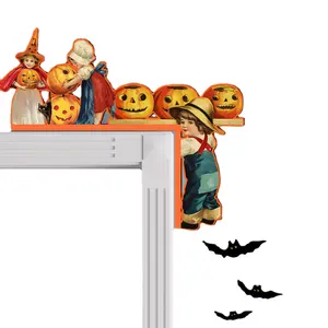 lvfan MZ785 Halloween Vintage Pumpkin Wooden Post Holiday Party Door Corner Decorative post