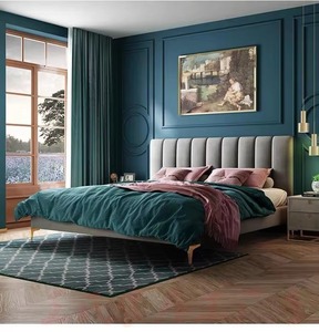 Moderna Cama King Size con Base de Madera de Alta Calidad, Tapicería de Cuero, Diseño Moderno en Color Crema Blanco Nube, Muebles de Dormitorio de Última Generación - Product Image 3