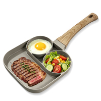 Sartén Cuadrada para Huevos RAF R.2544 de 17 cm con Mango Estilo Madera, Antiadherente, Fácil de Limpiar, Sartén 3 en 1 para Cocinas de Gas y Eléctricas en Casa