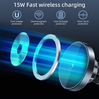 360 °   Support de chargeur de voiture sans fil magnétique rotatif 15W à charge rapide pour grille d'aération, compatible iPhone séries 17-12 et Android