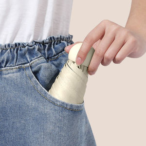 Paraguas pequeño de 5 pliegues de seis huesos para mujer, portátil para sol y lluvia, paraguas de regalo con patrón de diseño publicitario impreso - Product Image 5