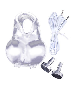Gabbia di Castità per Adulti in TPE con Anello per il Pene a Impulsi Elettrici per Bondage Scrotale e Dispositivo di Bloccaggio - Product Image 3