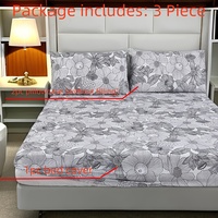 Ensemble de draps ajustés 3 pièces en polyester tricoté imprimé, écologique, imperméable, doux pour la peau, style américain, housse de lit, protège-matelas