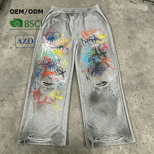 Pantalones Deportivos Holgados de Felpa Francesa para Hombre, Estilo Urbano Personalizado, con Logotipo Estampado Vintage, Pantalones Jogger Anchos y Rectos - Product Image 1