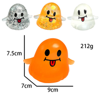 Balle anti-stress fantôme de luxe isolée pour Halloween, en TPR, remplie de paillettes de maltose, jouet souple fait main pour fêtes