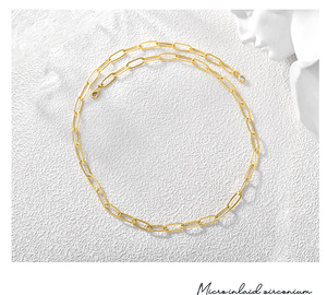 Cadena de Eslabones de Latón Delicada, Chapada en Oro, Estilo Minimalista, Tipo Clip, con Zirconia, para Fiestas Religiosas, Bodas, Cadenas de Moda - Product Image 2