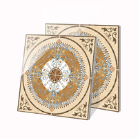 Carreaux de sol en marbre poli de luxe en forme de fleur de parquet doré, blocs de céramique, 48x48 800x800, carreaux de porcelaine pour salon à Dubaï
