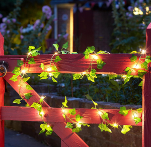 <span class=keywords><strong>Guirlande</strong></span> lumineuse <span class=keywords><strong>LED</strong></span> blanc chaud à piles en fil de cuivre et rotin pour la décoration de table de Noël et de jardin avec couronne de lierre et d'érable - Product Image 3