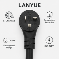 Cable de Extensión para Cargador de Vehículos Eléctricos LANYUE NEMA5-20P, Adaptador para Tesla, Nuevo para Fabricación