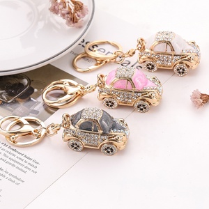 Pink <strong>Mini</strong> Car Key Chain <strong>Bag</strong> Charm Key Ring Cute Gift Cute Cartoon Car Model Shape Crystal Car <strong>Keychain</strong> - Product Image 4