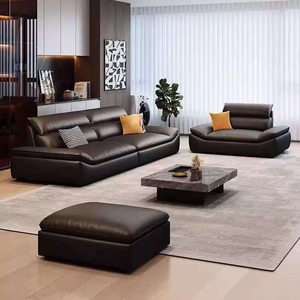 Sofá Cama de Cuero en Forma de L de Tres Plazas, Moderno y de Lujo, Reclinable, Relleno de Esponja, Ecológico, para Apartamentos, Hoteles, Villas y Salas de Estar - Product Image 3