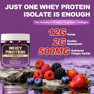 Groothandel Natuurlijke Bessensmaak Pre-Workout Collageen en Whey Proteïne Gummy Supplement met Creatine voor Spier- & Energieversterking - Product Image 2