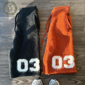 KD maglieria produttore Logo personalizzato Odm Oem uomo pantaloni in maglia uomo a righe Mohair <span class=keywords><strong>Blend</strong></span> soffici pantaloncini con coulisse - Product Image 3