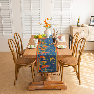 Décoration de fête - Drapeau de table du Festival de la Lune du Moyen-Orient - Couleur - Jacquard tissé - Lanterne étoile - Pompon de chameau - Château - Drapeau de table en polyester - Product Image 5