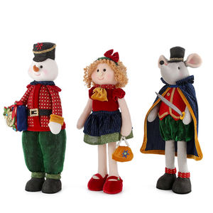 Zaves, bonhomme de neige de Noël de 17 pouces, trio avec un <span class=keywords><strong>soldat</strong></span> souris et une petite fille debout, ornement en tissu peluche et feutre pour la décoration de Noël - Product Image 2