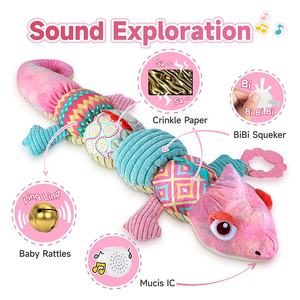 Baby <strong>Stuffed</strong> Chameleon Plush <strong>Animal</strong> Toys <strong>Musical</strong> Infant Soothing Multi-sensory Soft comfort Doll for <strong>Newborn</strong> With Height Ruler - Product Image 4