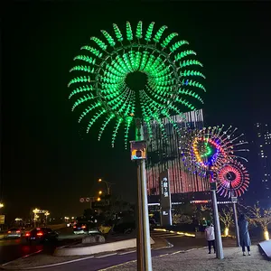 Spinner de viento colorido iluminado para exteriores, escultura cinética gigante de acero inoxidable personalizada a gran escala para decoración de parque