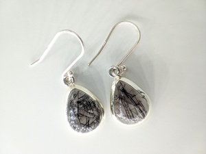 Pendientes Bohemios de Rutilo Negro, Piedra Preciosa Natural, Plata de Ley 925, Joyería Hecha a Mano, Pendientes de Estilo Étnico Tribal Vintage para Mujer - Product Image 3