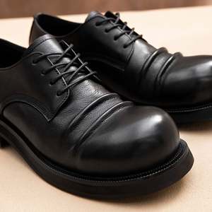 Elegantes Zapatos Oxford Italianos para Hombre, de Cuero Genuino, con Cordones, Hechos a Mano, con Suela Gruesa, Impermeables, para Oficina y Eventos Formales - Product Image 4