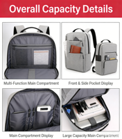 Sac à dos pour ordinateur portable de grande capacité 20-35L, avec port de charge USB, bretelles ergonomiques respirantes, sac à dos de voyage d'affaires