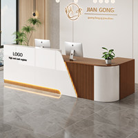 QT-212X Comptoir de caisse en cuir moderne et minimaliste, comptoir de réception de luxe léger pour salon de beauté, salon de thé, bar incurvé