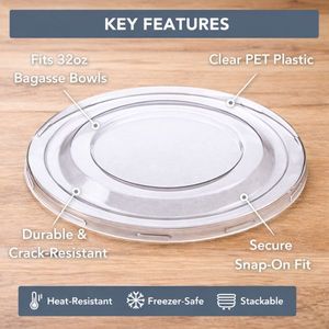 ProTakeOut Couvercles pour bols PET 12 oz, lot de 500, robustes, transparents, anti-fuite, compatibles micro-ondes, adaptés aux bols compostables en bagasse de 12 oz - Product Image 3