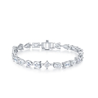 Bracelet tennis en moissanite, argent sterling 925, coupes mélangées, 17 cm, bijoux de mode pour femmes au quotidien