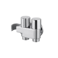 Robinet de contrôle d'eau double sortie G1/2 en laiton massif poli, robuste, 2 voies, design moderne, garantie 5 ans pour salle de bain