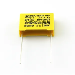new mkp box type capacitor 0.1uf x2 275v with metallized polypropylene film capacitors