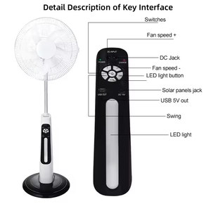 Năng lượng mặt trời AC DC 18 inch đứng Fan 9 tốc độ cao pin hoạt động điều khiển từ xa hộ gia đình có thể sạc lại đứng fan hâm mộ - Product Image 4