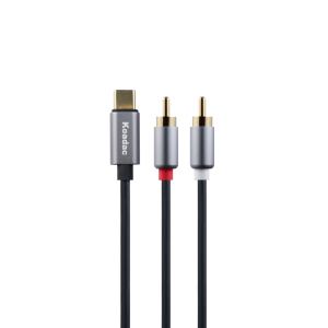 <span class=keywords><strong>Cable</strong></span> de Audio Tipo-C a 2RCA, 48Khz 16bit, Blindaje de 4 Capas, Conector Recubierto de Estaño, Carcasa de Aleación de Aluminio, Micrófono/Altavoz MP3 - Product Image 1