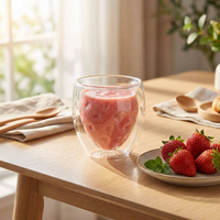 Tasse à café en verre borosilicate à double paroi en forme de fruits créatifs, fraise et ananas 3D, résistante à la chaleur, style Ins, idéale pour un cadeau