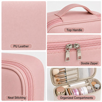 Nouvelle Trousse de Maquillage Portable Grande Capacité en PU avec Fermeture Éclair, Sac de Voyage pour Pinceaux et Cosmétiques
