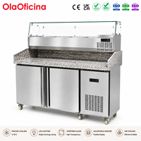 Réfrigérateur commercial pour bar à salades 1200 mm, table de préparation en acier inoxydable 0-10 ℃   Refroidissement par air avec 2 portes pour cuisine de restaurant