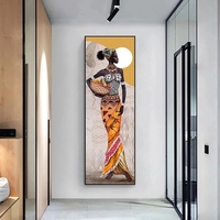 Grande Peinture sur Toile de Femmes Africaines en Portrait, Affiches et Impressions Murales, Tableaux Décoratifs pour Salon et Maison