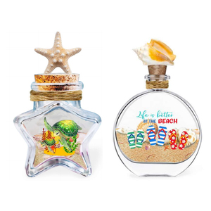 Mini plage en bouteille porte-clés avec de vraies coquillages et sable coloré – Cadeau fantaisie - Product Image 4