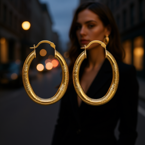 Pendientes de aro dorados de Santorini, aleación de zinc, estilo clásico, joyería de moda unisex E4454 - Product Image 2