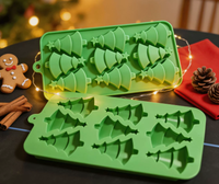 Moule à gâteau en silicone en forme de sapin de Noël transfrontalier, pour chocolat, gelée et pudding, idéal pour la création de bonhommes de neige, hommes en pain d'épices et Père Noël.
