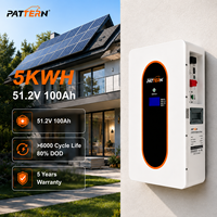 Batterie domestique murale LiFePO4 5,12 kWh 51,2 V 100 Ah en gros, 6000+ cycles, certifiée CE UN38.3 pour système de stockage d'énergie solaire