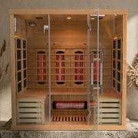 Sauna sec en bois de pruche canadienne pour 4 personnes, sauna infrarouge lointain intérieur