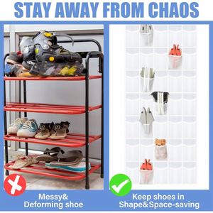 35 Pocket Over the Door Shoe Organizer Breathable Mesh &Non-woven Fabric with Metal Hooks Hanging Shoe Storage <b>Bag</b> for Men Women - Product Image 6