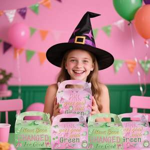 Paquete de 12 Cajas de Regalo de papel para fiesta temática de Brujas, cajas de dulces Goodie de colores verdes y rosas para decoración de suministros para fiestas de mujeres temáticas de brujas - Product Image 6