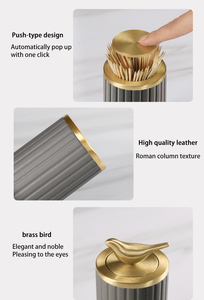 Creative Unique Automatic Pressing Modern Self-pressing Toothpicks Holder Metal Leather Storage Case <strong>Container</strong> Dispenser - Product Image 2