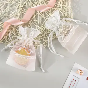 Loop Lace Pocket Großhandel gedruckt Organza Draw string Pouch Bag Kleine Organza Geschenkt üten