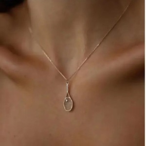 도매 새로운 패션 소녀 귀여운 스포츠 보석 황금 고급 펜던트 목걸이 구리 테니스 목걸이 - Product Image 4