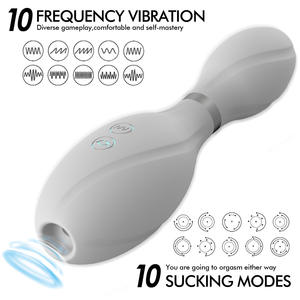 2024 Venta al por mayor Bola de bolos 10 Vibrating Sucker Wand Masajeador Vibrador de succión fuerte para mujer - Product Image 2