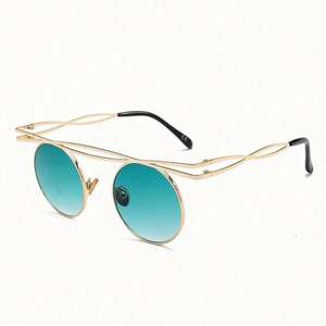 Gafas de sol redondas con montura metálica hueca para mujer, estilo Steampunk, Vintage, a la moda, novedad de 2019 - Product Image 2