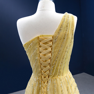 Rsm67535 2022 Vestido de Noche Sexy con Lentejuelas y Encaje Amarillo, Diseño de Última Moda con un Hombro Descubierto - Product Image 6