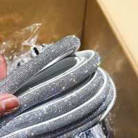 Vente en gros, ruban de cristal de 6mm, garniture en diamant, strass, corde pour chaussures, sweats à capuche en dentelle