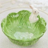 Benutzer definierte Osterhasen Candy Dish Hand malerei Dolomite Rabbit Dish Keramik Osterhasen Cookie Plate